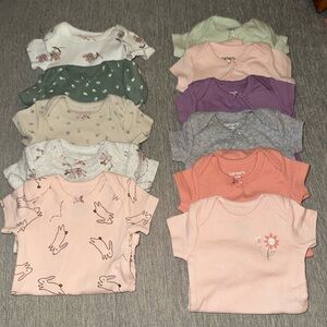 NEW Set of 11 short sleeve onesies baby girl Carter’s